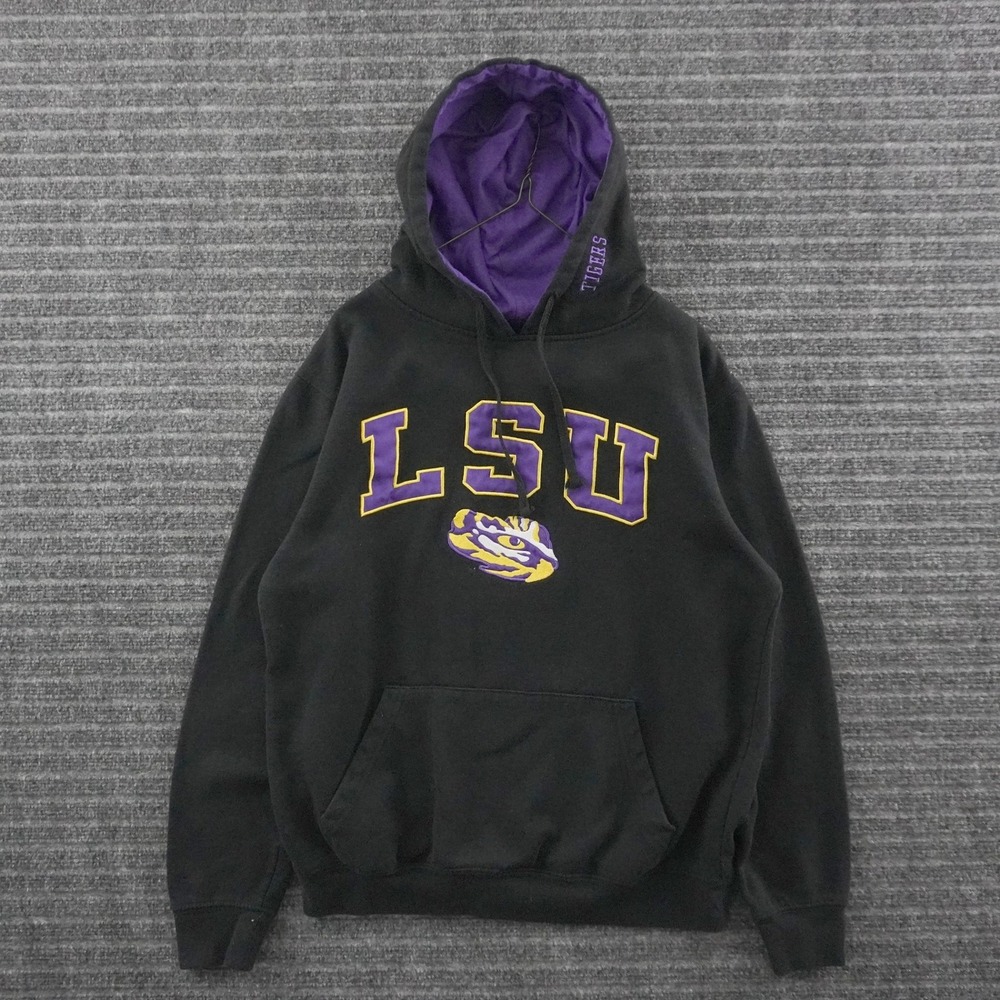 Colosseum LSU Tigers Hoodie Mens Size M Black Embroidered Logo Sweatshirt